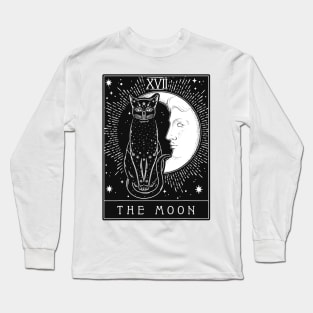 Tarot Card Crescent Moon And Cat Graphic Long Sleeve T-Shirt